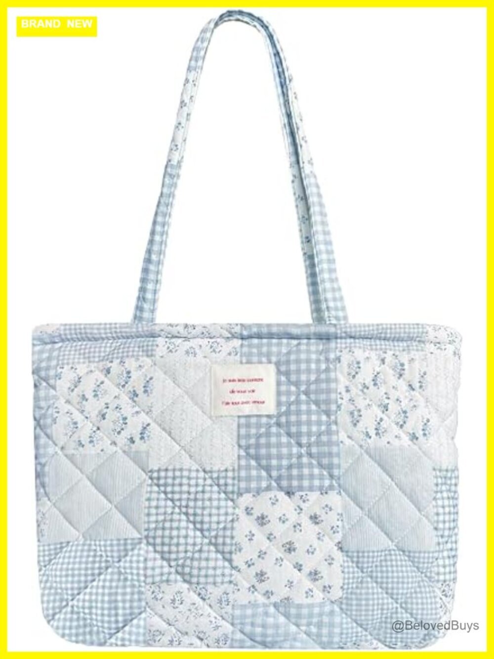 Small Floral Quilted Tote Bag with Zipper - Handbag for Women